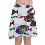 Fish Abstract Colorful Chiffon Wrap Front Skirt