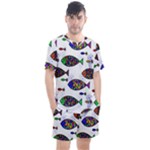 Fish Abstract Colorful Men s Mesh T-Shirt and Shorts Set