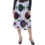 Fish Abstract Colorful Classic Velour Midi Skirt 