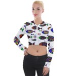 Fish Abstract Colorful Long Sleeve Cropped Velvet Jacket
