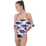 Fish Abstract Colorful Drape Piece Swimsuit