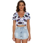 Fish Abstract Colorful V-Neck Crop Top