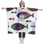 Fish Abstract Colorful Women s Hooded Rain Ponchos