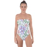 Bloom Nature Plant Pattern Tie Back One Piece Swimsuit