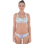 Bloom Nature Plant Pattern Cross Back Hipster Bikini Set