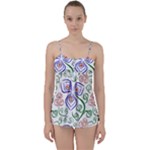 Bloom Nature Plant Pattern Babydoll Tankini Top