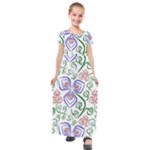 Bloom Nature Plant Pattern Kids  Short Sleeve Maxi Dress