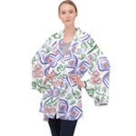 Bloom Nature Plant Pattern Long Sleeve Velvet Kimono 