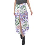 Bloom Nature Plant Pattern Velour Split Maxi Skirt