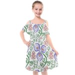 Bloom Nature Plant Pattern Kids  Cut Out Shoulders Chiffon Dress