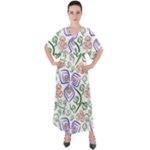 Bloom Nature Plant Pattern V-Neck Boho Style Maxi Dress