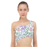 Bloom Nature Plant Pattern Spliced Up Bikini Top 