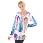 Pen Peacock Colors Colored Pattern Tie Up T-Shirt