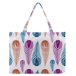 Pen Peacock Colors Colored Pattern Zipper Medium Tote Bag