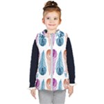Pen Peacock Colors Colored Pattern Kids  Hooded Puffer Vest