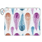 Pen Peacock Colors Colored Pattern Canvas Cosmetic Bag (XXL)