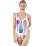 Pen Peacock Colors Colored Pattern High Leg Strappy Swimsuit