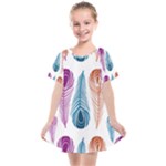 Pen Peacock Colors Colored Pattern Kids  Smock Dress