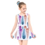 Pen Peacock Colors Colored Pattern Kids  Skater Dress Swimsuit