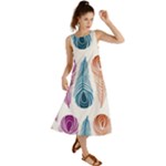 Pen Peacock Colors Colored Pattern Summer Maxi Dress