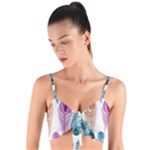 Pen Peacock Colors Colored Pattern Woven Tie Front Bralet
