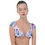 Pen Peacock Colors Colored Pattern Cap Sleeve Ring Bikini Top