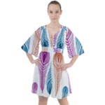 Pen Peacock Colors Colored Pattern Boho Button Up Dress