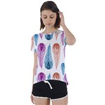 Pen Peacock Colors Colored Pattern Short Sleeve Open Back T-Shirt