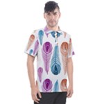 Pen Peacock Colors Colored Pattern Men s Polo T-Shirt