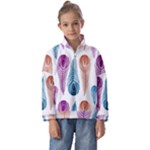 Pen Peacock Colors Colored Pattern Kids  Half Zip Hoodie