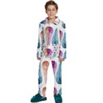 Pen Peacock Colors Colored Pattern Kids  Long Sleeve Velvet Pajamas Set