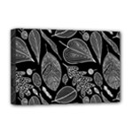 Leaves Flora Black White Nature Deluxe Canvas 18  x 12  (Stretched)