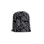 Leaves Flora Black White Nature Drawstring Pouch (Small)
