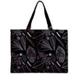 Leaves Flora Black White Nature Zipper Mini Tote Bag