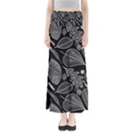 Leaves Flora Black White Nature Full Length Maxi Skirt