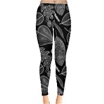 Leaves Flora Black White Nature Inside Out Leggings