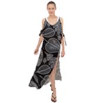 Leaves Flora Black White Nature Maxi Chiffon Cover Up Dress