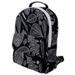 Leaves Flora Black White Nature Flap Pocket Backpack (Small)