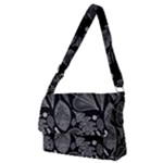 Leaves Flora Black White Nature Full Print Messenger Bag (M)