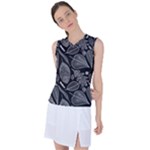 Leaves Flora Black White Nature Women s Sleeveless Sports Top