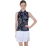 Leaves Flora Black White Nature Women s Sleeveless Polo T-Shirt