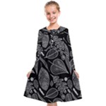 Leaves Flora Black White Nature Kids  Midi Sailor Dress