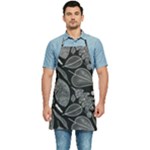 Leaves Flora Black White Nature Kitchen Apron