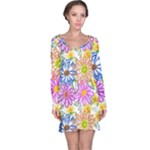 Bloom Flora Pattern Printing Long Sleeve Nightdress