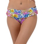 Bloom Flora Pattern Printing Frill Bikini Bottoms