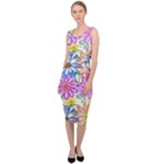 Bloom Flora Pattern Printing Sleeveless Pencil Dress