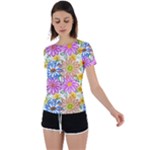 Bloom Flora Pattern Printing Back Circle Cutout Sports T-Shirt