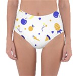 Pattern-fruit-apples-green Reversible High-Waist Bikini Bottoms