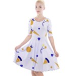 Pattern-fruit-apples-green Quarter Sleeve A-Line Dress