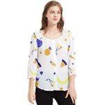 Pattern-fruit-apples-green Chiffon Quarter Sleeve Blouse